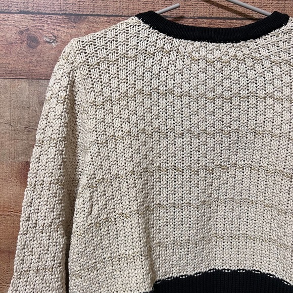 Topshop Cream Open Front Cardi w/ Woven Gold Thread Size 10 - Picture 9 of 15